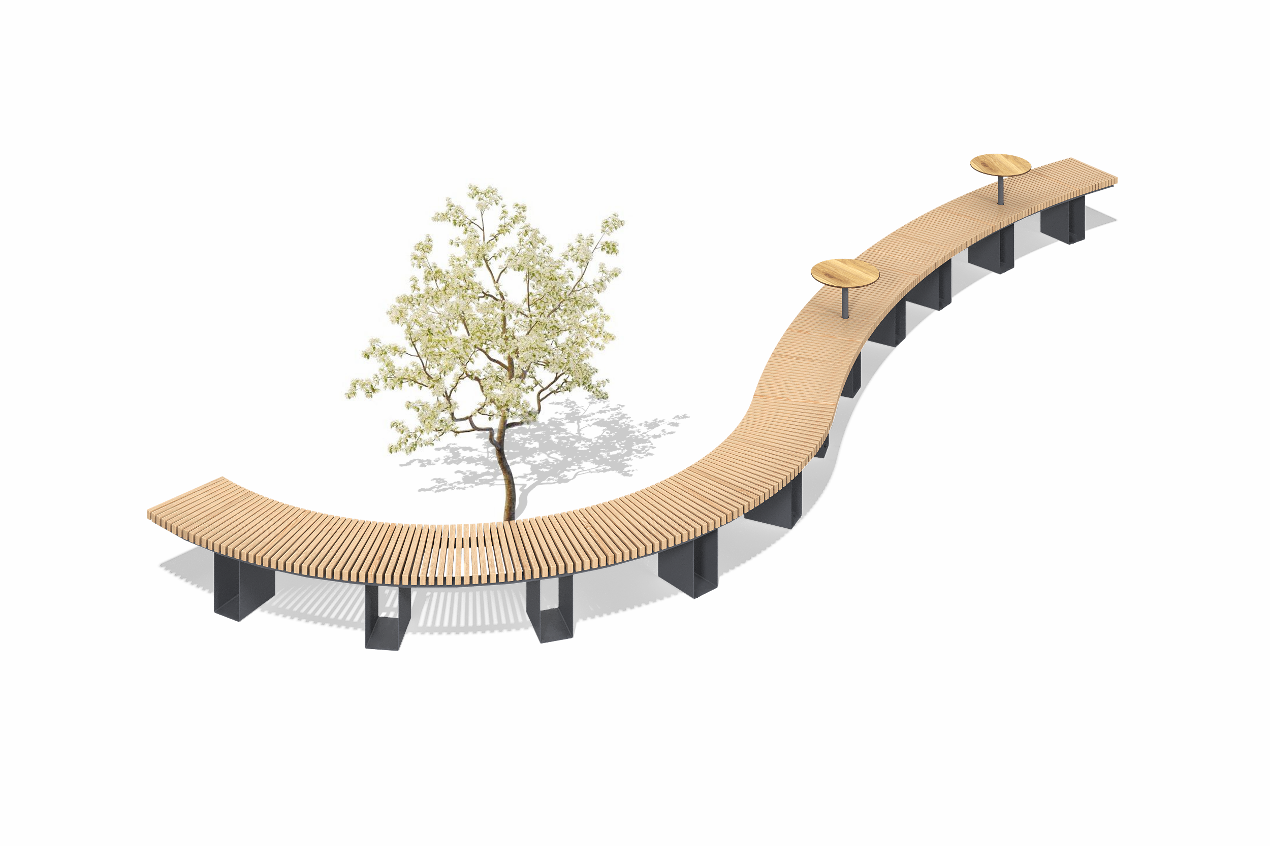 ЛГСП 92 12 Скамья парковая радиусная со столиками 1