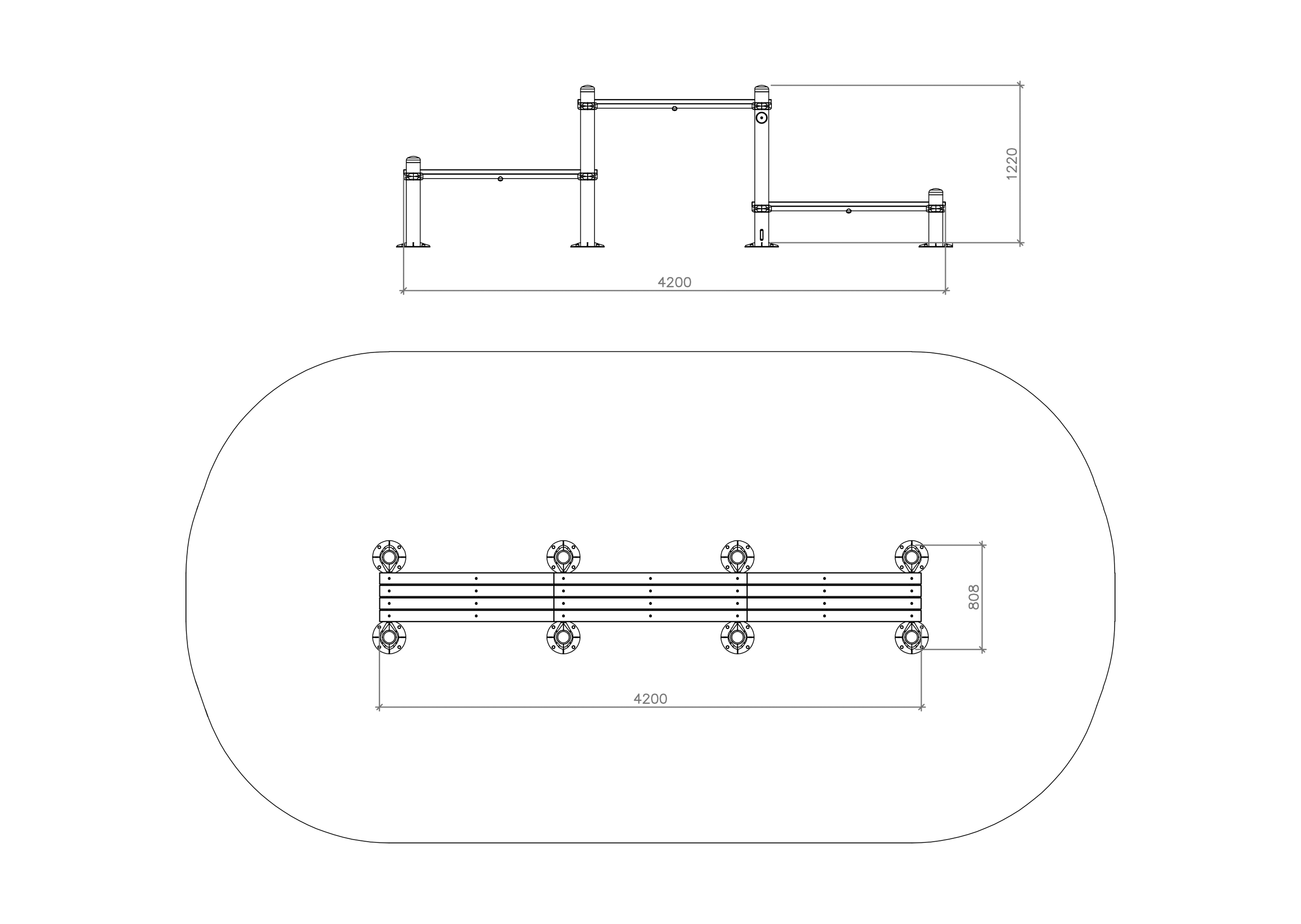 Three level bench