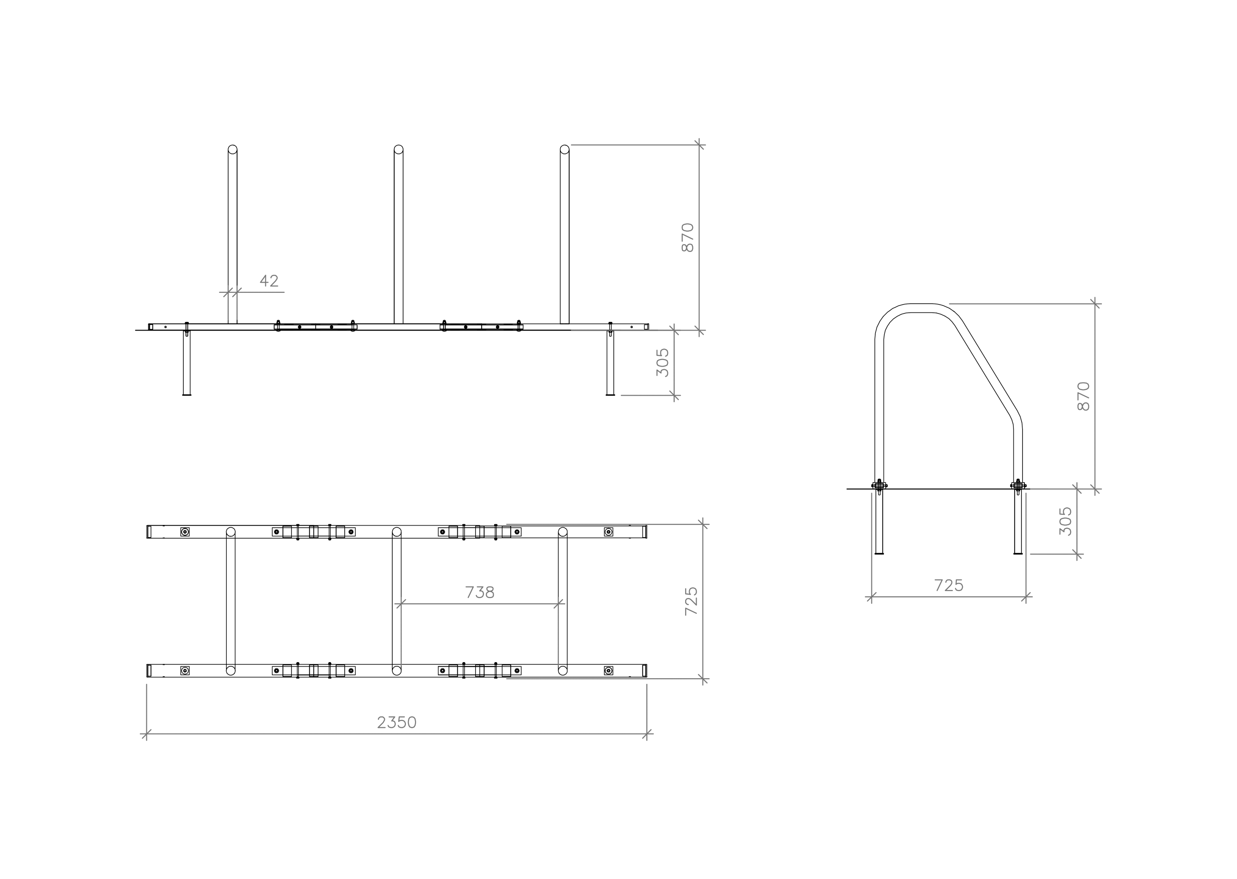 Arch bicycle parking lot for six bicycles