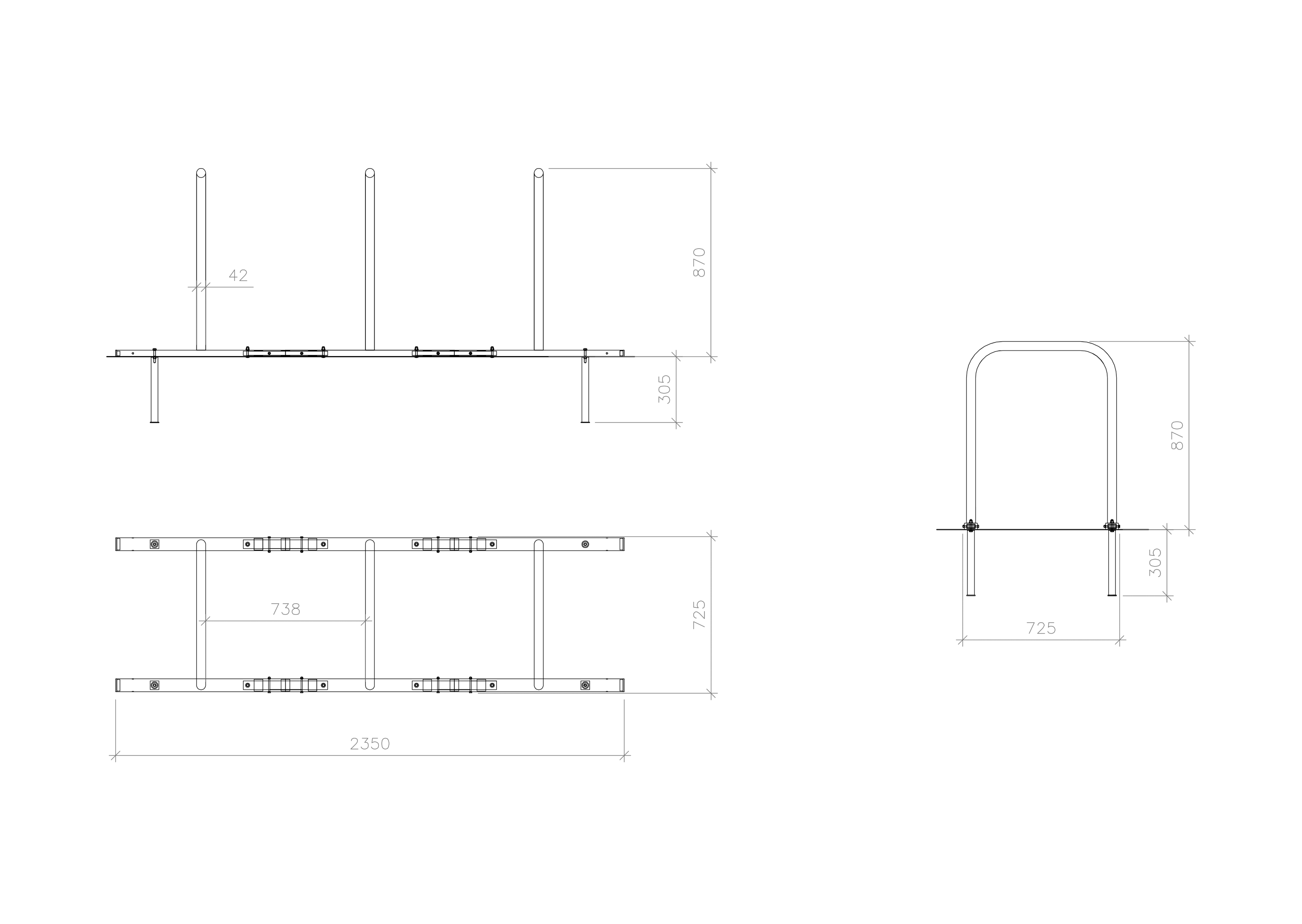 Arch bicycle parking lot for six bicycles Type 2