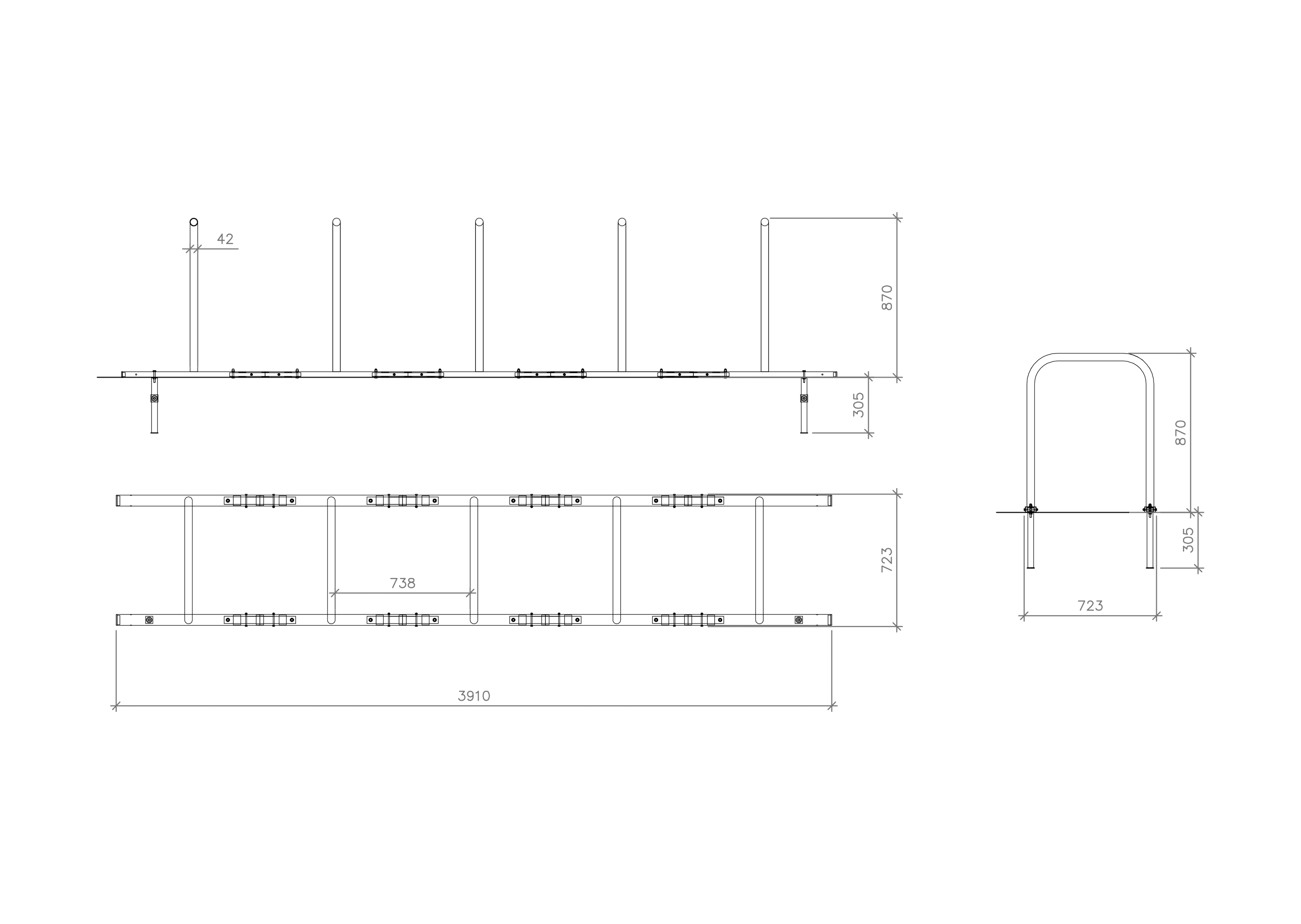 Arch bicycle parking lot for ten bicycles