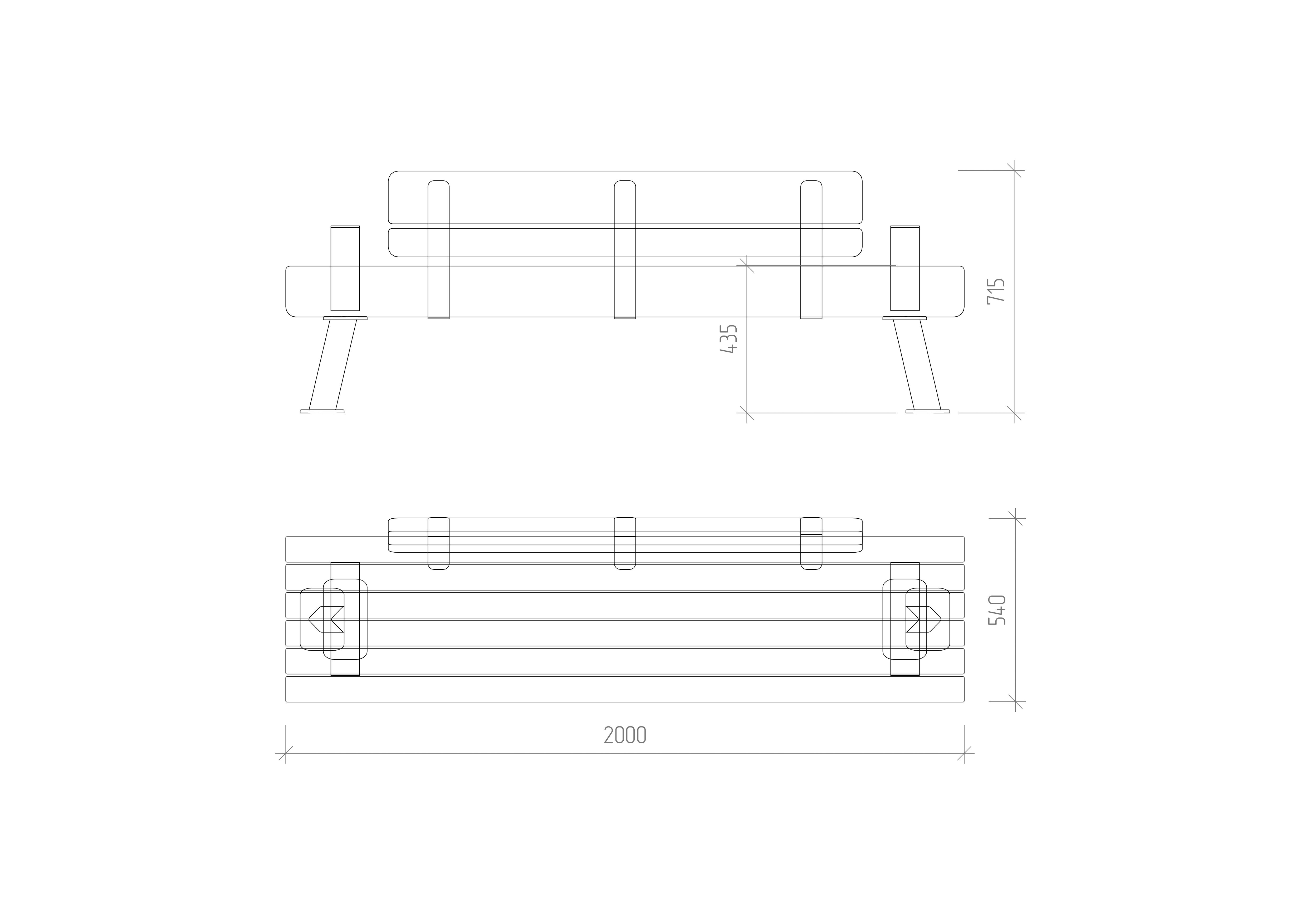 Terra park bench with armrests