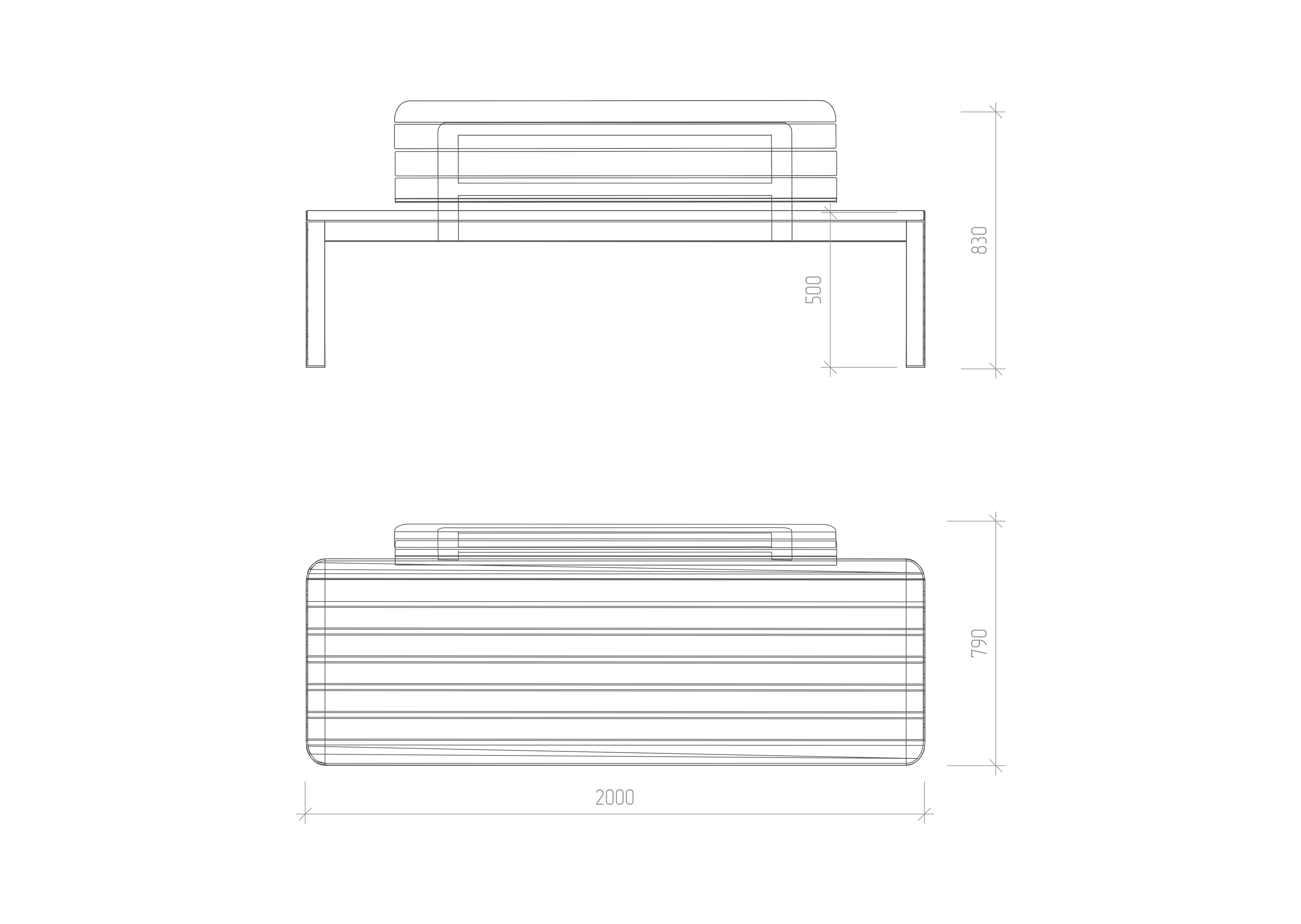 Light bench with backrest (longitudinal flooring)