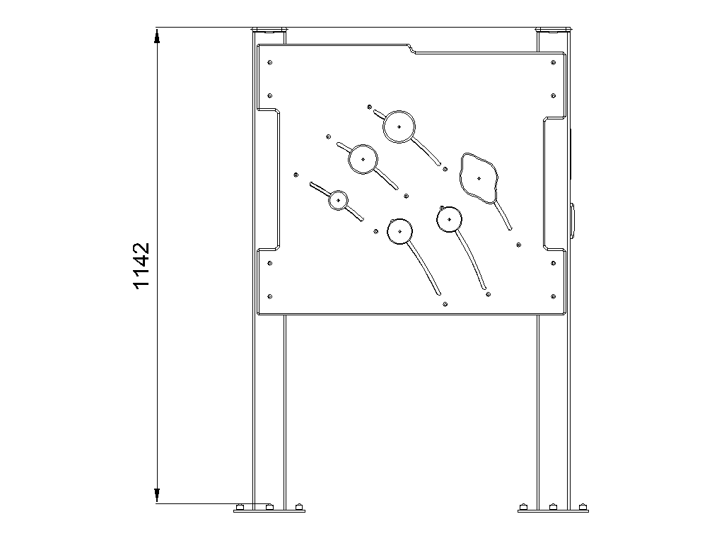 Solar System game panel on metal pillars