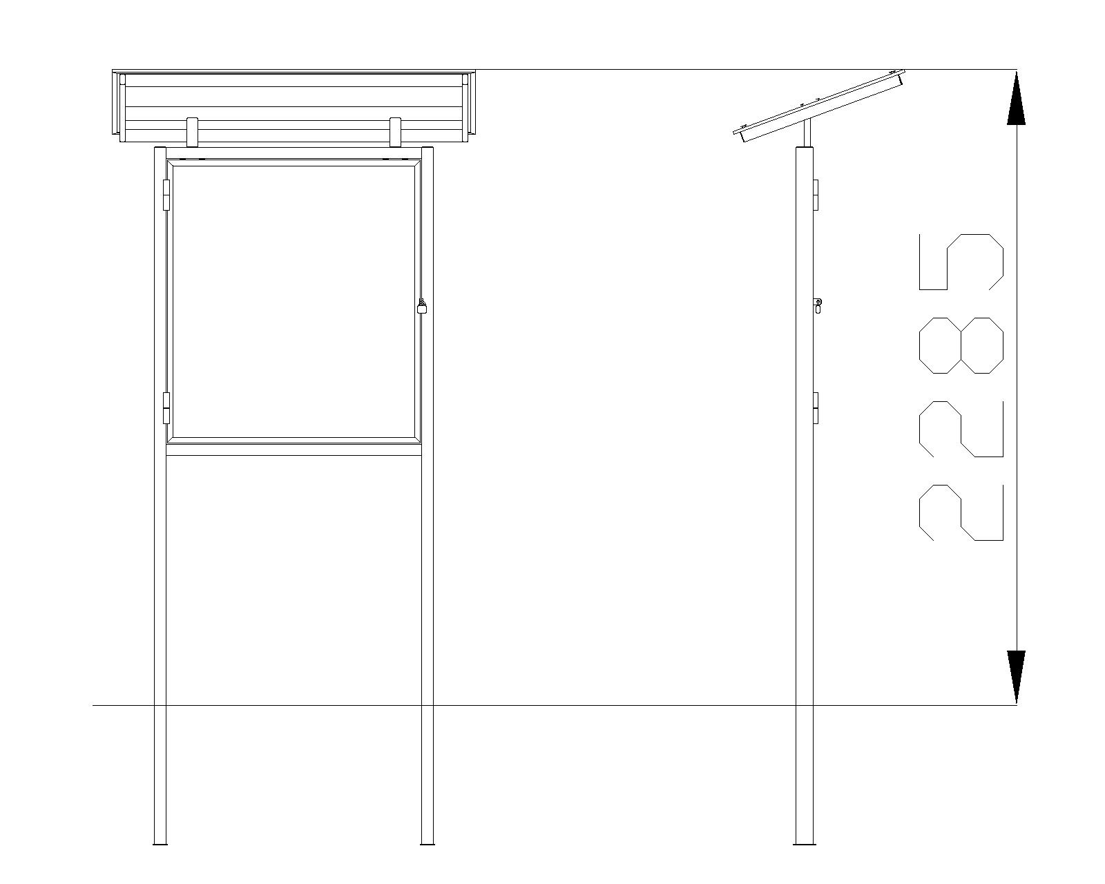 Information board with door and canopy (wide)