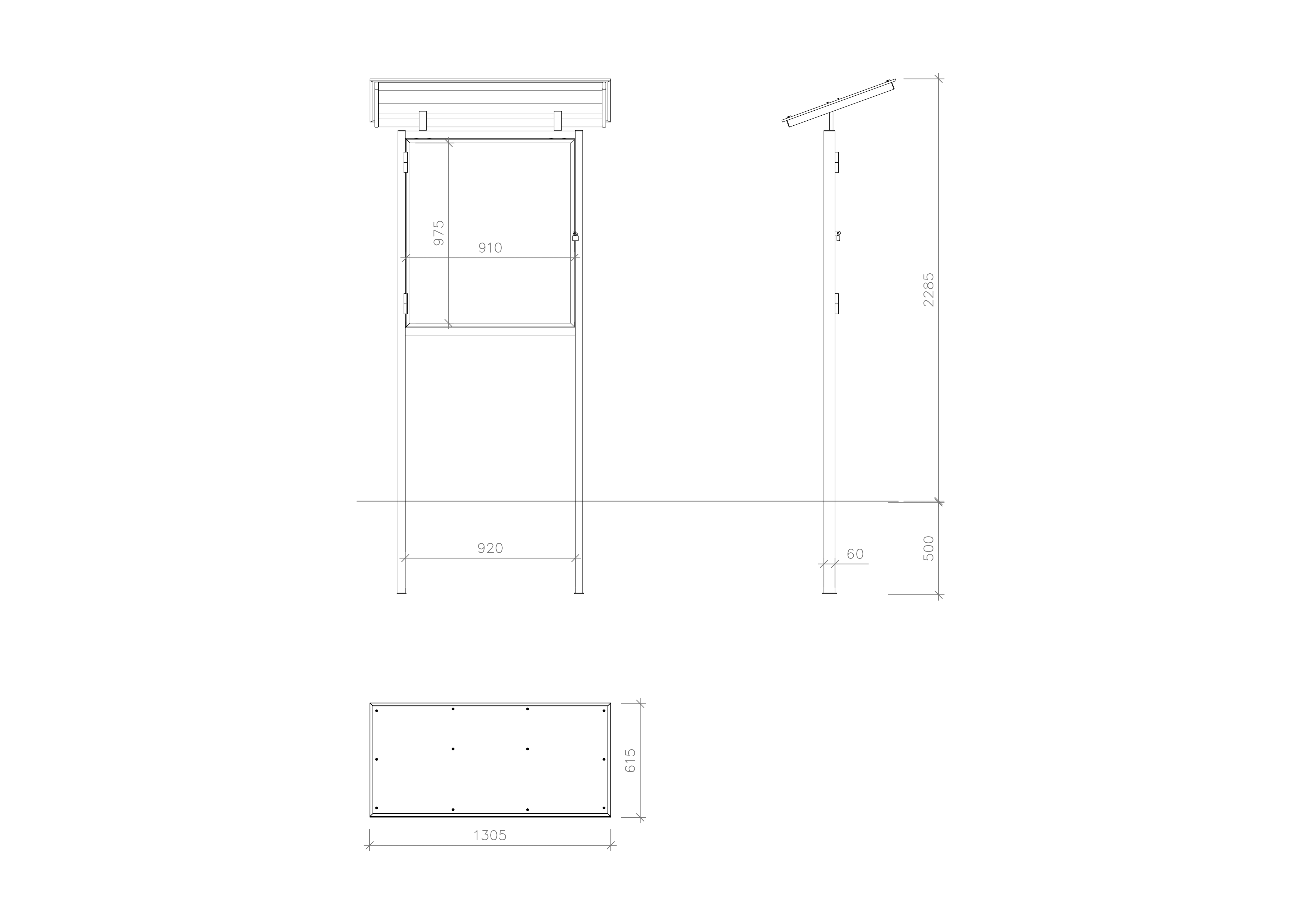 Information board with door and canopy (wide)