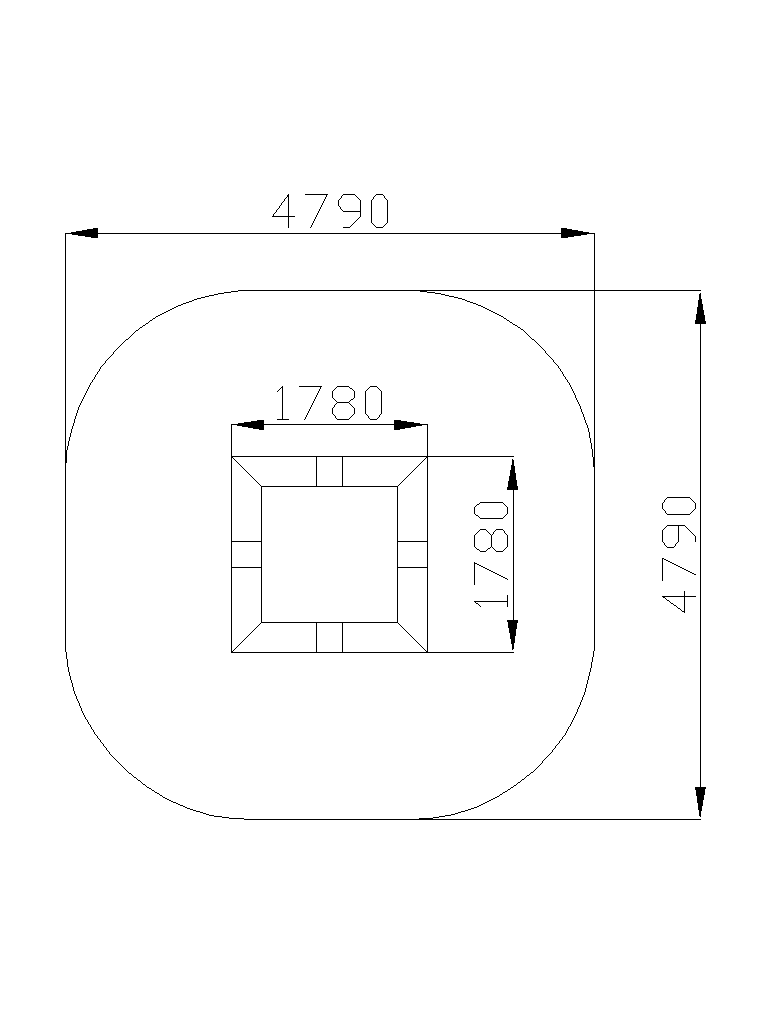 Square trampoline with a universal rubber mat 1780×1780