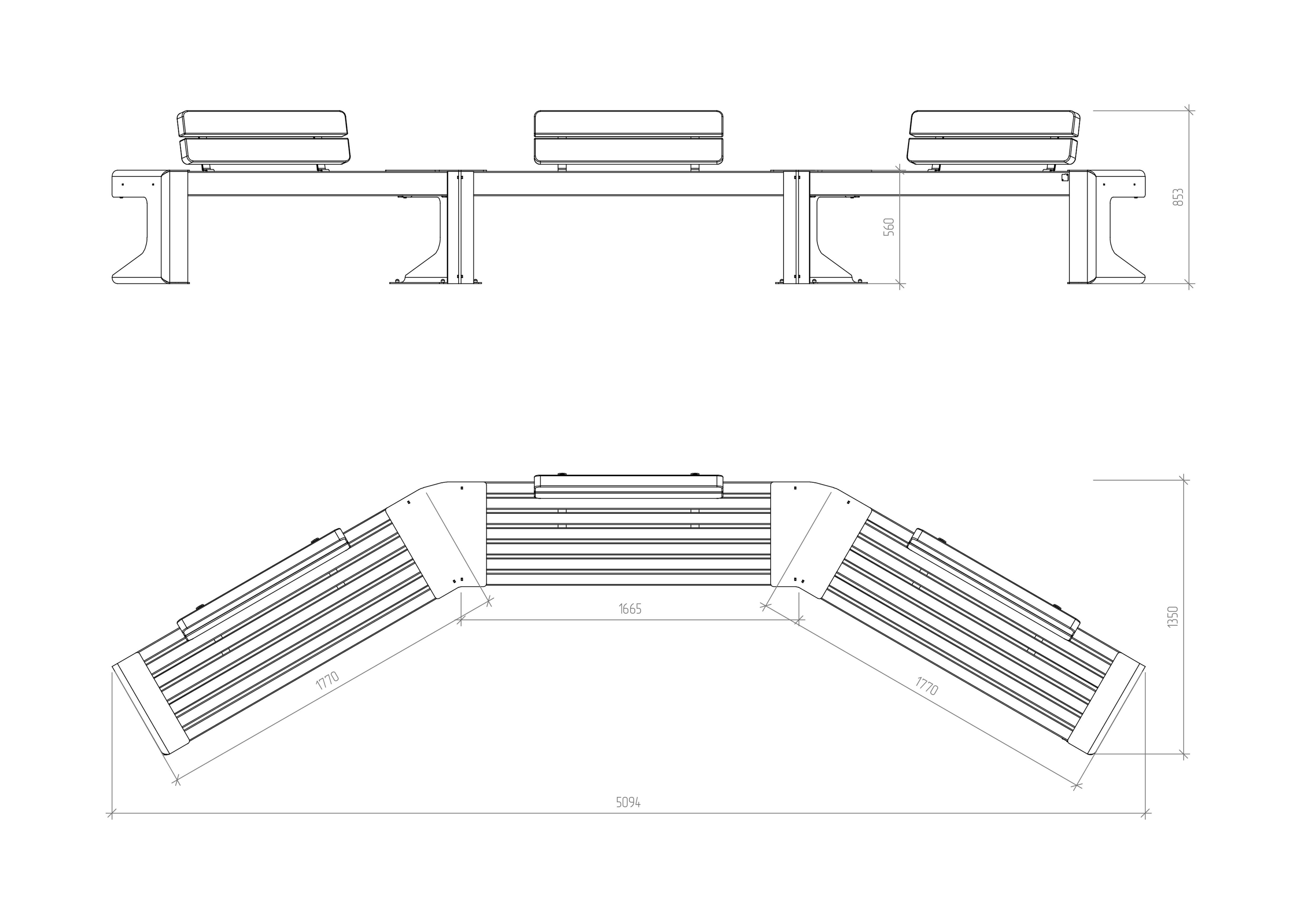 Vector triple park bench
