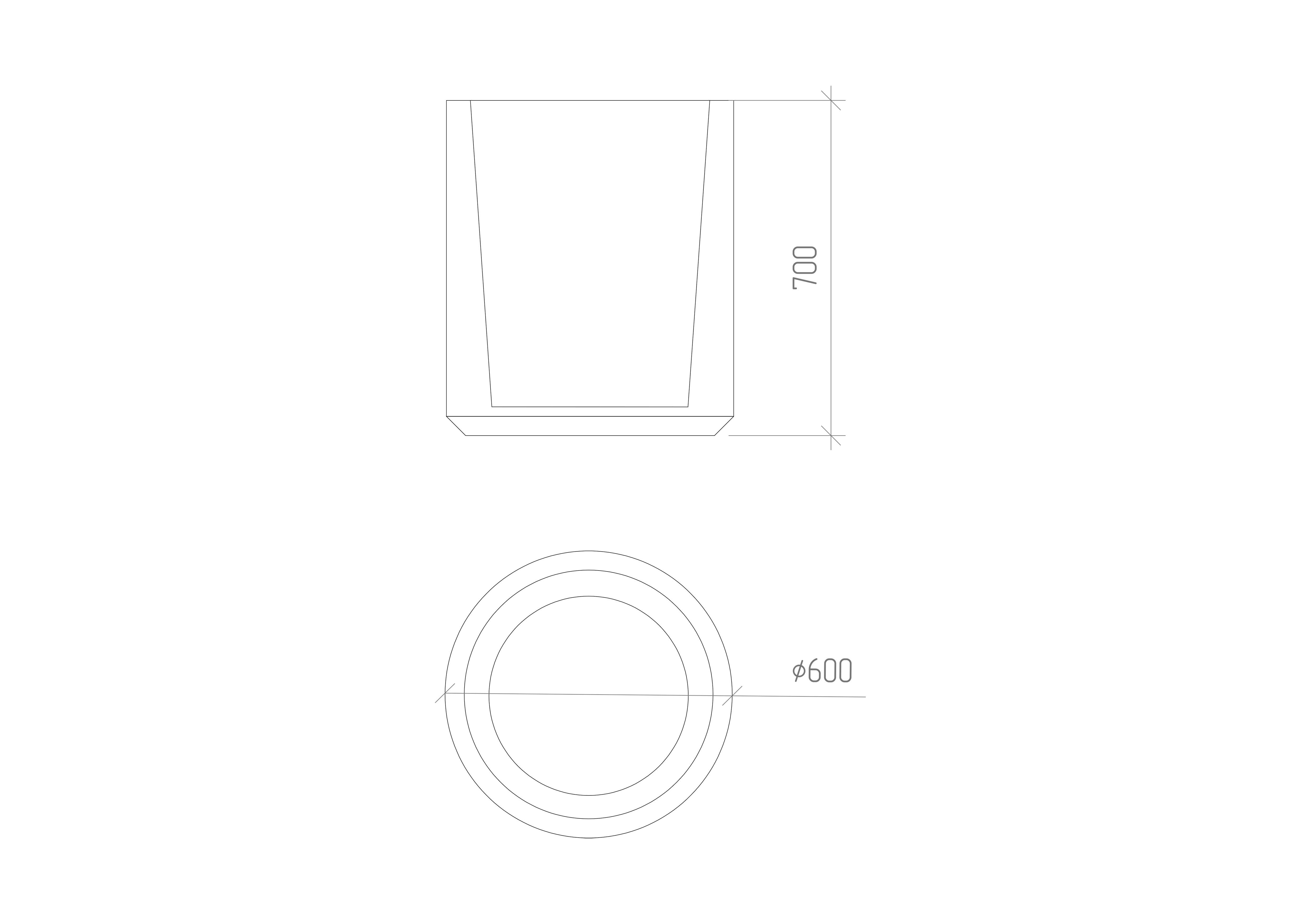 Round concrete flowerpot 600 mm