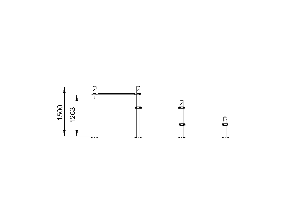 Triple cascade of horizontal bars