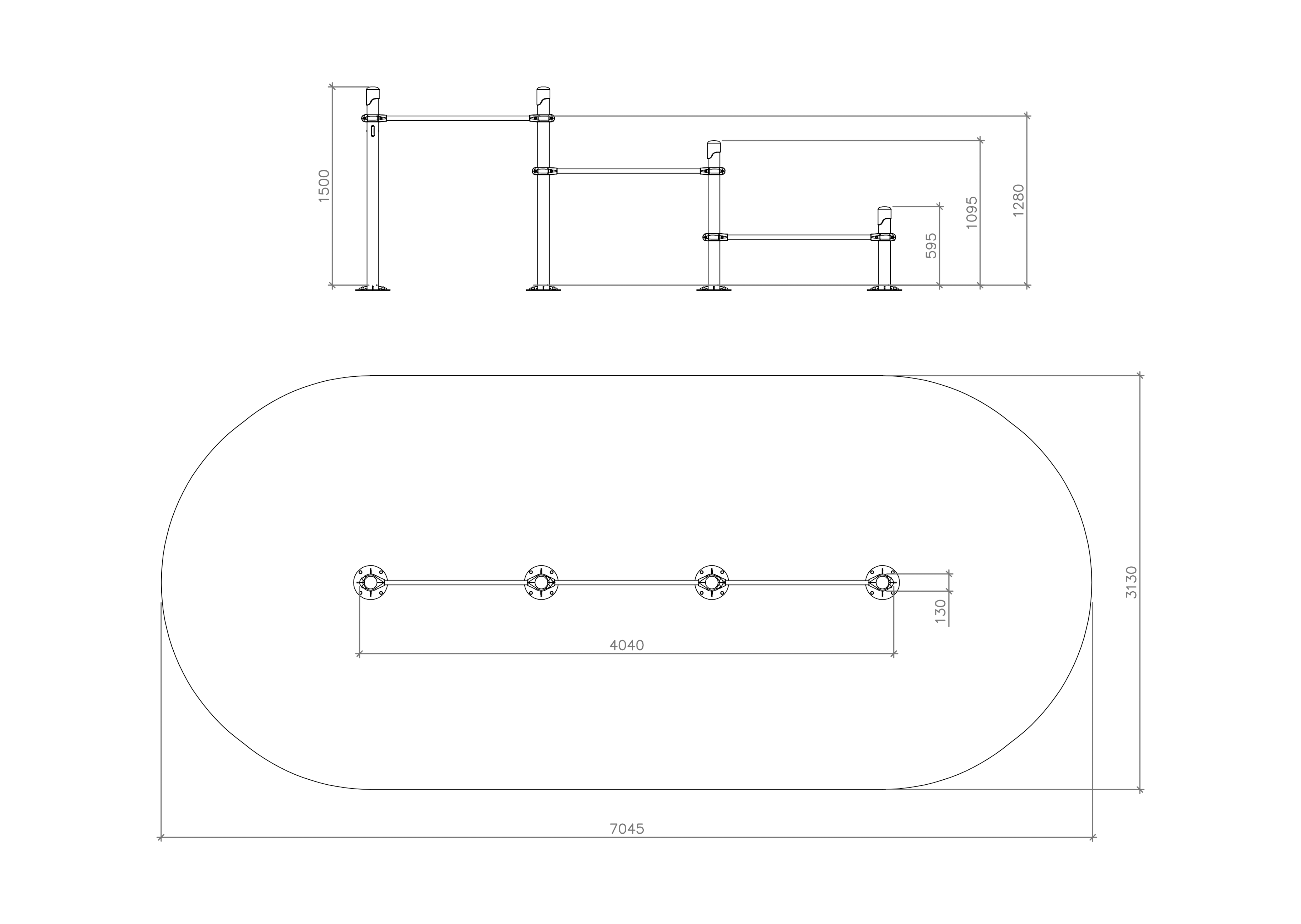 Triple cascade of horizontal bars