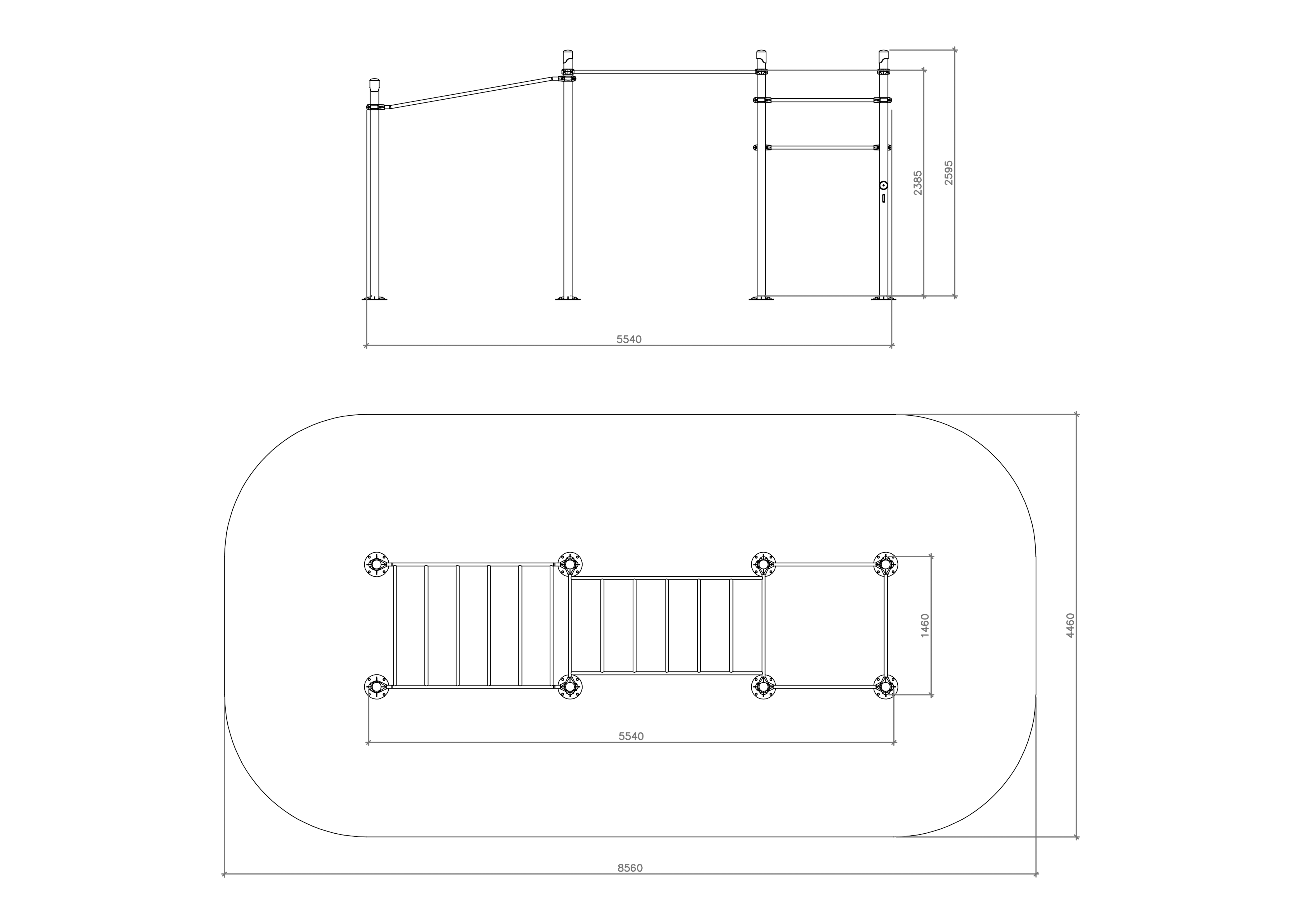 Handle bar with lift and horizontal bars