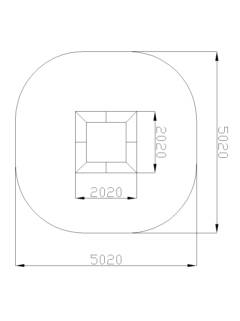 Trampoline square 1480×1480 with light (rubber)